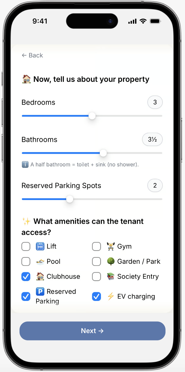 NestKey app screen — draft lease