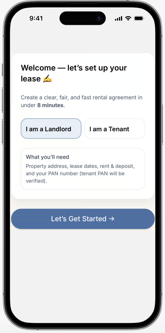 NestKey app screen — lease preview